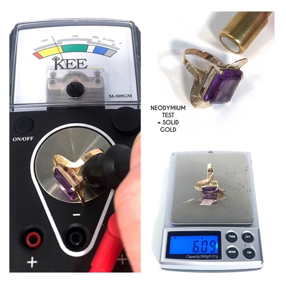 10KT COLOR CHANGING 12.22 CARAT SAPPHIRE YELLOW GOLD MID CENTURY MODERN RING - Picture 7 of 14